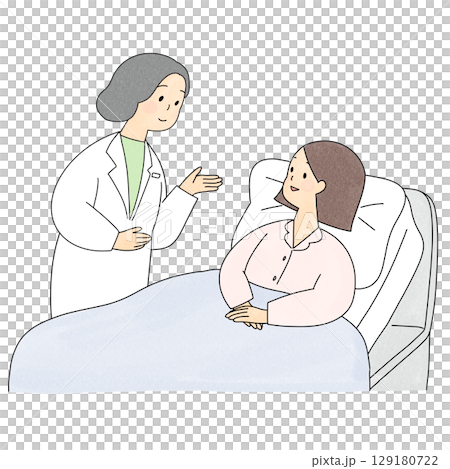 住院婦女和醫生為她檢查 住院婦女和醫生為她檢查 129180722