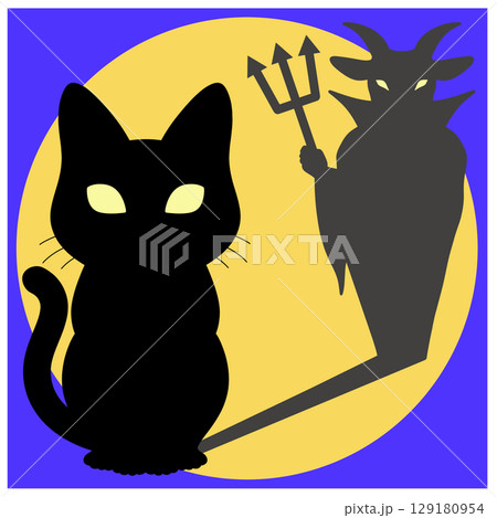 ハロウィン_黒猫と悪魔 ハロウィン_黒猫と悪魔 129180954