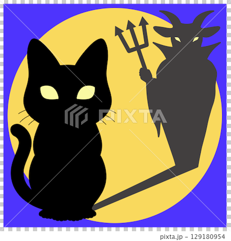 ハロウィン_黒猫と悪魔 ハロウィン_黒猫と悪魔 129180954