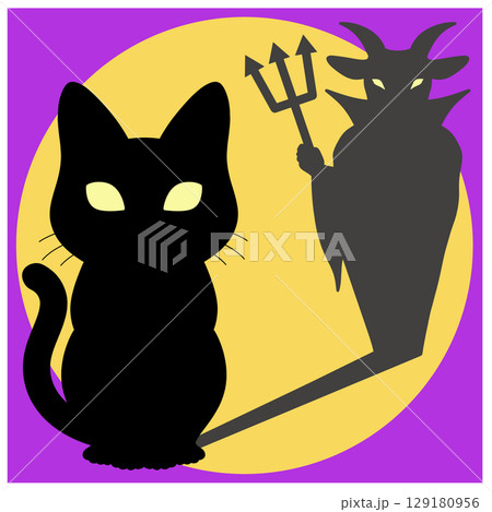 ハロウィン_黒猫と悪魔 129180956