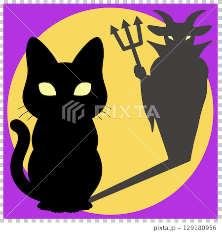 ハロウィン_黒猫と悪魔 129180956