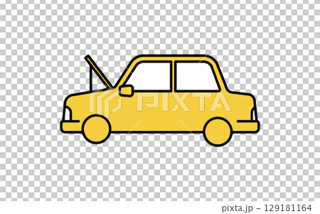 敞篷轎車，簡單可愛的線條畫圖標 129181164