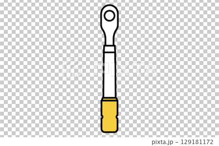 Torque wrench, simple and cute line drawing icon 129181172