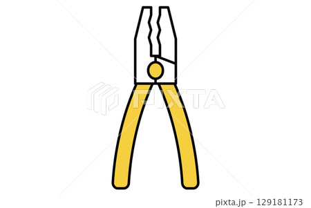 プライヤー(ペンチ)、シンプルでかわいい線画アイコン プライヤー(ペンチ)、シンプルでかわいい線画アイコン 129181173