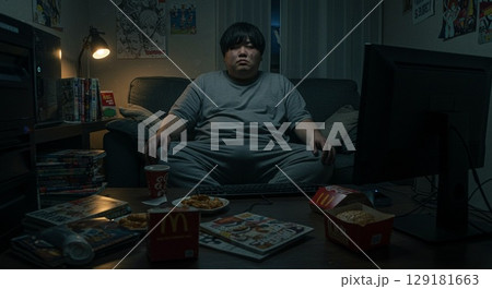 引きこもり男性イラスト素材 引きこもり男性イラスト素材 129181663