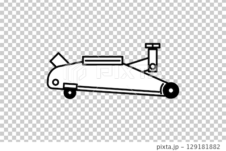 Floor jack, simple and cute line drawing icon Floor jack, simple and cute line drawing icon 129181882