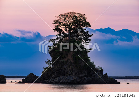 富山湾　雨晴海岸の夜明け　夏景 129181945