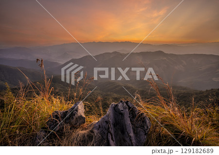Sunset at Doi Pha Tang, Chiang Rai, Thailand. Sunset at Doi Pha Tang, Chiang Rai, Thailand. 129182689