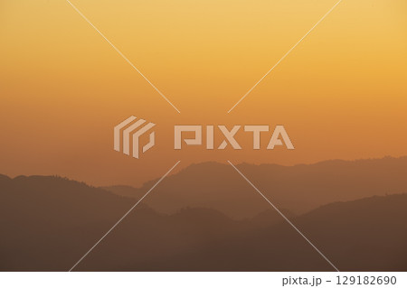 Sea of fog and mountain silhouette during sunrise in the morning at Doi Luang Chiang Dao. Sea of fog and mountain silhouette during sunrise in the morning at Doi Luang Chiang Dao. 129182690