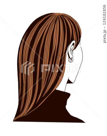 ストレートヘアーの若い女性：後ろ姿 129182856