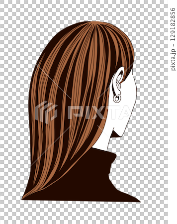 直髮年輕女子：背影 129182856