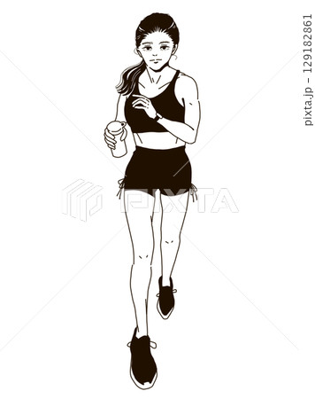 フィットネスシリーズ03:ランニングをする女性 129182861