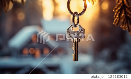 Residential holiday house in the winter forest 129183011
