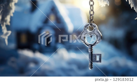Residential holiday house in the winter forest 129183012