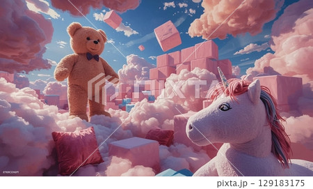 ふわふわとピンクであふれた雲の上の世界 129183175