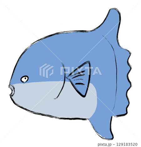 かわいいシュールなマンボウのイラスト(背景透過PNG) 129183520