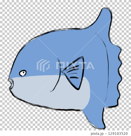 かわいいシュールなマンボウのイラスト(背景透過PNG) 129183520