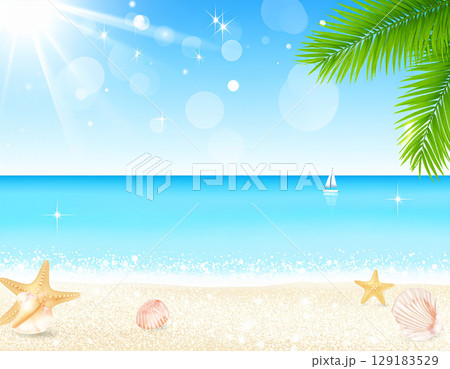 夏の海辺と青空 129183529