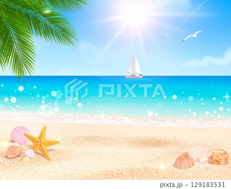 夏の海辺と青空 夏の海辺と青空 129183531