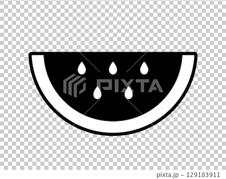 カットされたスイカのアイコン　モノトーン 129183911