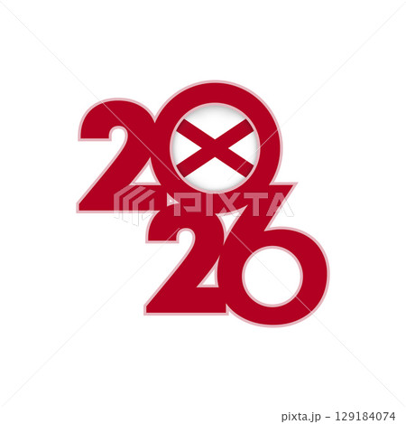 2026 banner with Alabama flag inside. 2026 banner with Alabama flag inside. 129184074