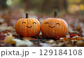 two pumpkins are best friends, snuggle, valentines day, halloween 129184108