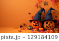 Cute halloween decorations card with copy space 129184109