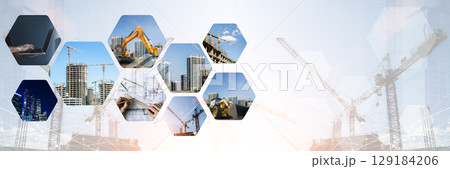 Modern Construction Technology and Development Concept background 129184206