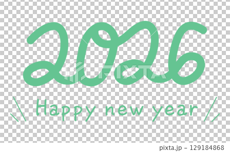 太字でシンプルで優しい手描きの2026年の年賀状ロゴ 129184868