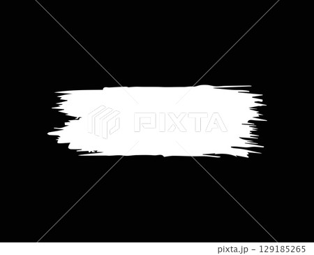 White Paint Brushstroke On Black Background Design Element. 129185265