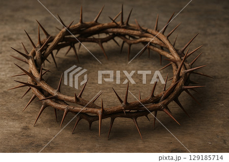 Top view of Crown of Thorns. Christianity concept 129185714