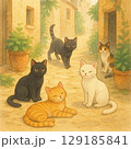 路地裏の猫たち　イラスト 129185841
