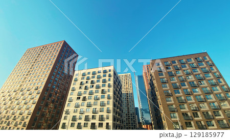 Architecture and real estate, modern residential apartment building with large panoramic windows 129185977