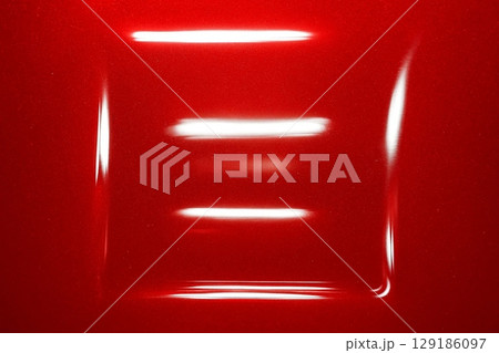 Vibrant Red Square Room Interior with Minimalist Design 129186097