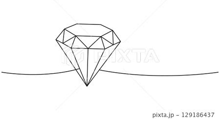 Diamond one line continuous drawing. Diamond and jewel. Vector illustration Diamond one line continuous drawing. Diamond and jewel. Vector illustration 129186437