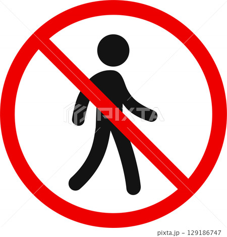 No walking or entering warning sign 129186747