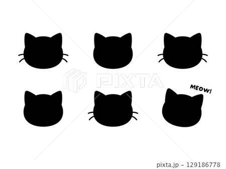猫の顔 シルエット 猫の顔 シルエット 129186778