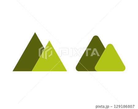 緑の山のアイコンのイラストのセット 129186807