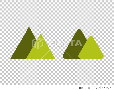 緑の山のアイコンのイラストのセット 129186807