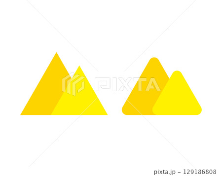 黄色の紅葉した山のアイコンのイラストのセット 129186808