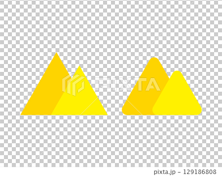 黄色の紅葉した山のアイコンのイラストのセット 129186808