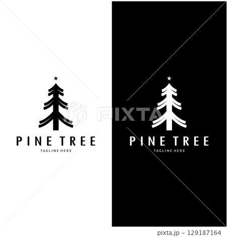 simple pine or fir tree logo,evergreen.for pine forest,adventurers,camping,nature,badges and business.vector 129187164