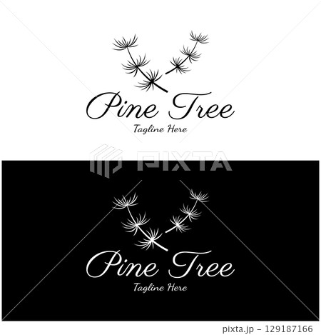simple pine or fir tree logo,evergreen.for pine forest,adventurers,camping,nature,badges and business.vector 129187166