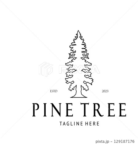 simple pine or fir tree logo,evergreen.for pine forest,adventurers,camping,nature,badges and business.vector 129187176