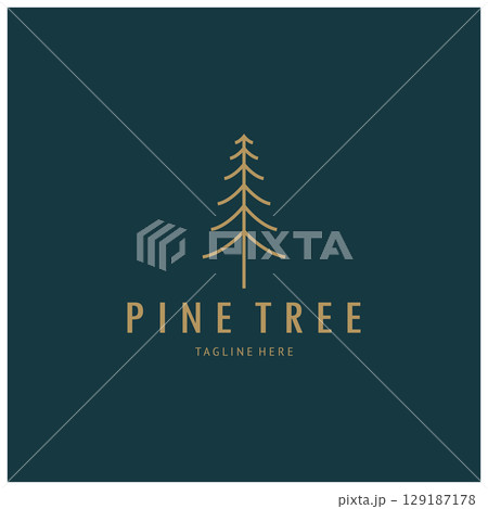 simple pine or fir tree logo,evergreen.for pine forest,adventurers,camping,nature,badges and business.vector 129187178