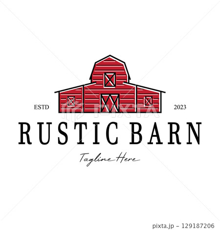 Vintage organic farmhouse or barn,warehouse, rustic barn and animal farmhouse logo design. 129187206