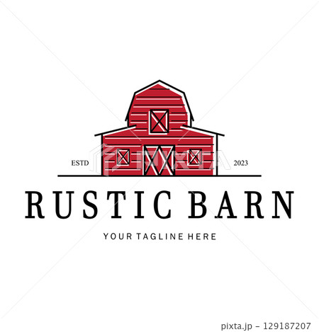 Vintage organic farmhouse or barn,warehouse, rustic barn and animal farmhouse logo design. 129187207