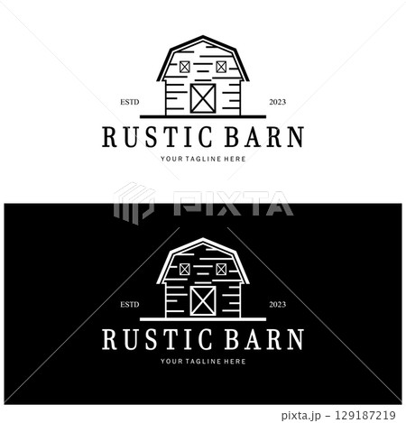 Vintage organic farmhouse or barn,warehouse, rustic barn and animal farmhouse logo design. 129187219