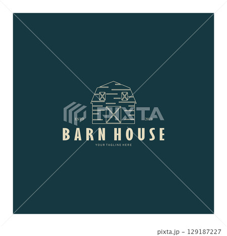 Vintage organic farmhouse or barn,warehouse, rustic barn and animal farmhouse logo design. 129187227