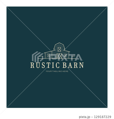 Vintage organic farmhouse or barn,warehouse, rustic barn and animal farmhouse logo design. 129187229